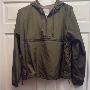 Thread & Supply Olive Green Windbreaker with Drawstring Hood